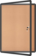 38"x28" Enclosed Bulletin Board, Lockable Weather-Resistant Aluminum Cork Noticeboard for School & Office, Black Frame w/Cork