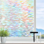 rabbitgoo Window Privacy Film with Installation Tools, Stained Glass Window Film Rainbow Prism Decorative Glass Clings for Home Decor, Static Cling Covering Sun Blocking, 17.5" x 157.4"