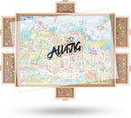 ALL4JIG 1500 Pieces Rotating Puzzle Board with 6 Drawers and Cover,25"x34"Portable Wooden Jigsaw Puzzle Table for Adults,Lazy Susan Spinning Puzzle Boards Birthday Gift for mom