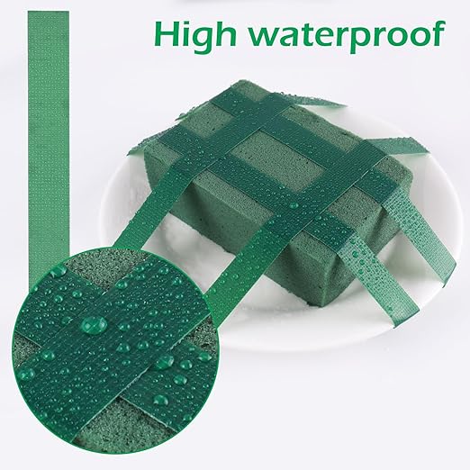 GLAMFIELDS Floral Tape Green, Flower Wrap Adhesive Waterproof Tape for Bouquets 0.26" (60 Yd/180 Ft) - 1 Roll/Green