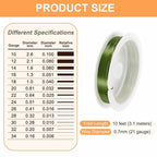 HARFINGTON 10ft Jewelry Wire, 22 Gauge (0.7mm) Brass Craft Soft Metal Tarnish Resistant Copper Beading Wire for Jewelry Making Supplies Crafting, Green