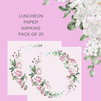 20-ct 13x13 Flowers Paper Luncheon Decoupage Napkins, 3-Ply Servilletas Printed Wedding Roses Cocktail Napkin for Art, Dinner and Party, Disposable Napkins Decor