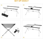 KingCamp Folding Camping Table Aluminum Roll Up Table Oversized Large Camp Table Stable Portable Outdoor Folding Table for Picnic Camping Barbecue Backyard Party,57.4''×31.4''4-6 Person,Support 120lbs