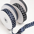 Polka Dot Grosgrain Ribbon 3/4 Inch, 25 Yards Spool Navy Blue and White Dot Craft Ribbon for Christmas Gift Wrapping DIY Crafts Hair Bows Wedding Party Decor Sewing and Home Decoration