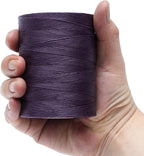 Waxed Thread,852Yards 150D 0.8mm Flat Polyester Wax Thread for Hand Sewing Leather Craft DIY Projects Shoes Repair Book Binding(Purple)
