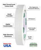 BookGuard 0.75 inch Premium Bookbinding Repair Cloth Tape, 15 Yard Roll, White