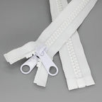 Leekayer 2PCS #10 30 Inch Heavy Duty Zippers for Sewing Separating Large Plastic Zippers White Tape with Double Pull Tab Slider, Sleeping Bag, Boat, Canvas, Cover, Trampoline, Dog Bed,Tent (30" 2pcs)