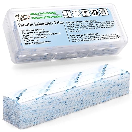 Lab Sealing Film Sheets, 1.2 inches (3cm) × 4 inches (10cm) (100pcs), Pre-Cut Plastic Wrap in Hard Case for Petri Dishes, Labware, Cryo Storage, Plant Grafting (BM-PSF-03)