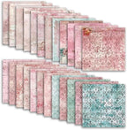 Pink Lace Scrapbook Paper Vintage Flower Pattern Papers Pad 12×12,24 Sheets Double-Sided Bobo Floral Scrapbooking CardStock Paper Pad for Holiday Cardmaking DIY Origami Papers.