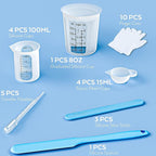 Silicone Resin Measuring Cups Tool Kit- Nicpro 250 & 100 ml Measure Cups, Silicone Popsicle Stir Sticks & Spatula, Pipettes, Gloves for Epoxy Resin Mixing, Molds, Jewelry Making, Waxing, Easy Clean