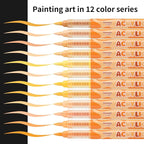 Guangna Acrylic Paint Markers 12 Colors, Skin Tone Series Set with Soft Brush Tip Water Based, Fine Tip Markers for Wood, Canvas, Rock Painting, Glass, Diy Crafts, Fabric Paint