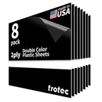 Trotec TroLase | 12"x12"x1/32", 8 Pcs | Black/White | 2 Ply | Modified Acrylic | Laser Engraving Double Color Plastic Sheet | Engraving Blanks for Laser, Saw, Guillotine | Made in USA