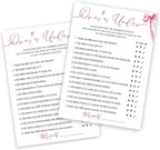 Bridal Shower Games Cards, Guess Over or Under, Bridal Shower Games 25 Guests, Engagement Party Wedding Games for Guests, Pink Ribbon Bow Wedding Party Supplies - E13