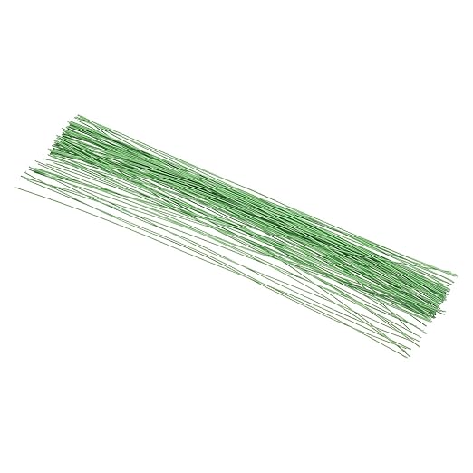 PATIKIL 20 Gauge 16" Floral Stem Wire, 100 Pcs Paper Wrapped Iron Artificial Flower Stem Accessories for DIY Bouquet Stem and Craft Decoration, Light Green