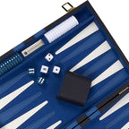 Get The Games Out Top Backgammon Set - Classic Board Game Case - Best Strategy & Tip Guide - Available in Small, Medium and Large Sizes (Blue, Large)