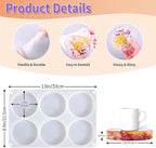 Resin Coaster Molds, 6-Cavity Silicone Coaster Molds for Epoxy Resin, Large DIY Deep Round Silicone Mold for Art Home Decoration
