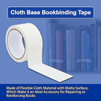 Cloth Bookbinding Repair Tape Cloth Book Repair Tape 2 Inch by 33 Feet Self Adhesive Non Reflective Fabric Tape for Old Books Antique Books Daily Supplies (White)