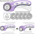 Honey's Heaven Rotary Cutter Set - 45mm Fabric Cutter, 5 Replacement Blades, A4 Cutting Mat, Acrylic Ruler and Craft Clips - Ideal for Crafting, Sewing, Patchworking, Crochet & Knitting