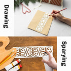 12 Pieces Border Stencils for Painting, Leaf Stencil Template Reusable Furniture Cake Decorative Stencils for Wood DIY Craft Canvas Fabric (12 Border Floral)