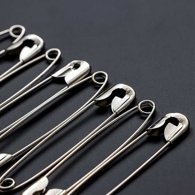 ZIPCCI 3 Inch Large Safety Pins - 100 Pcs Heavy Duty Steel Wire Pins (Large Size)