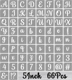 BAMIDELE 5 Inch Alphabet Letter Stencils for Painting, 66 Pcs Reusable Plastic Calligraphy Letter Stencils and Numbers Template Kit for Painting on Wood, Chalkboard, Fabric, Door Porch, Wall Art