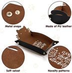 Cat Dice Rolling Tray Novelty Folding Leather Dice Holder Portable Dice Storage Accessories Decorative Desk Organizer Funny Gift for DND RPG Game Players
