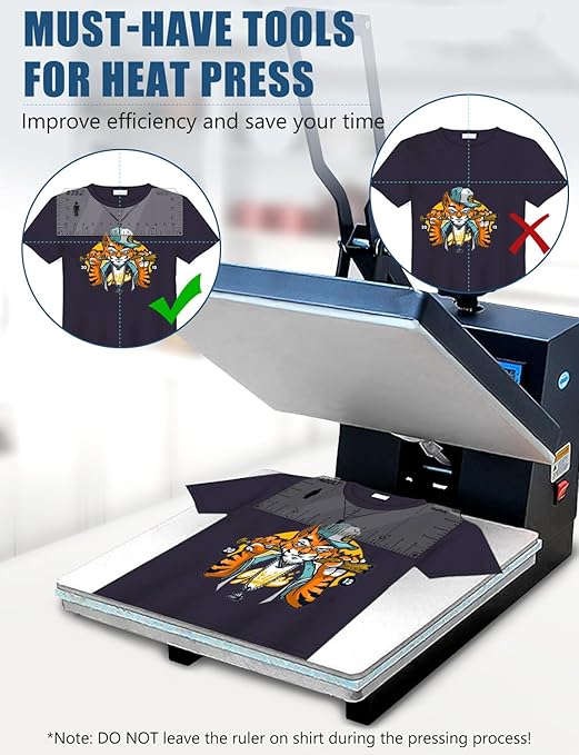 Vowlove Tshirt Ruler Guide for Cricut Heat Press, Shirt Measurement Tool Vinyl Alignment Placement Center Design DTF Template Left Pocket Logo, Sublimation Accessories Iron on HTV Heat Transfer Vinyl
