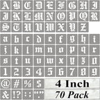4 Inch Alphabet Letter Stencils for Painting - 70 Pack Old English Letter Stencil Templates with Numbers and Signs for Painting on Wood, Reusable Letters Stencils for Chalkboard Wood Signs & Wall Art