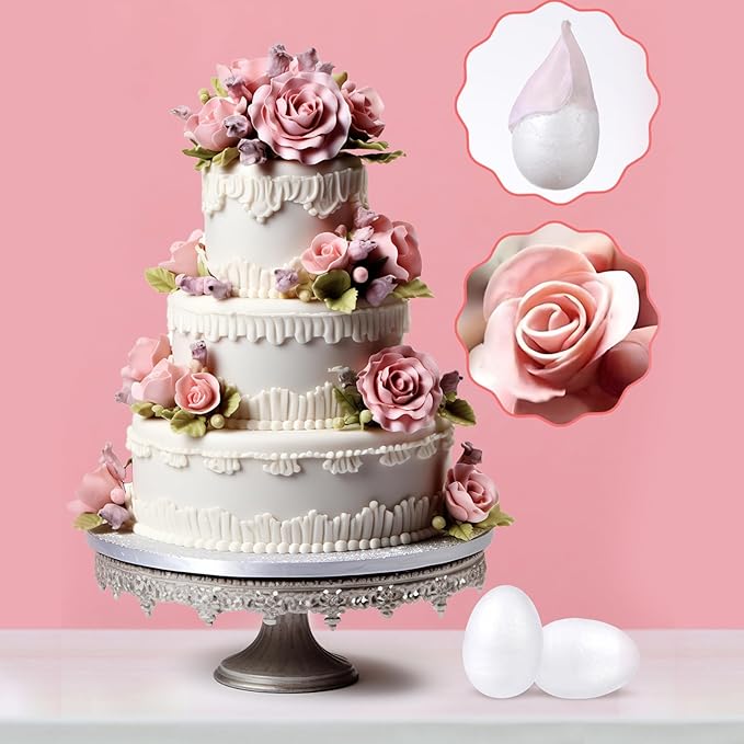 EORTA 80 Pieces Fondant Flower Forming Holders Oval Foam Flower Modeling Support Sugar Fondant Flowers Making Accessories for DIY Sugarcraft Baking Art, Large, 2.5X3.3 CM