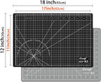 Ecraft Self Healing Cutting Mat:18"x12" Double Sided 5-Ply Hobby Mat, A3 Rotary Cutting Sewing Mat for Crafts, Fabric,Sewing,Quilting,Scrapbooking,Projects,Grey/Black