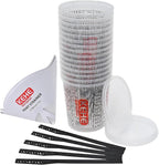 15 PACK Paint Mixing Cups by KEHE REFINISH,38 oz (1100ml),Disposable or Reusable Plastic Measuring Cups with Lids for Liquids, Paints, Resin, Epoxy, Art,Ratios 1:1,2:1, 3:1, 4:1,5:1,6:1,7:1,8:1