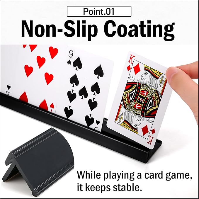Lightweight Non-Slip Card Holder Stand – Set of 4, 13.4 Inches – Made in Japan for Card Games and TCG, Anti-Skid Base (2 Pack-Blue)