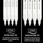 SFAIH Acrylic White Paint Pens - 8 Pack 2-3MM Medium Tip & 0.7MM Extra Fine Paint Marker for Rock Painting, Wood, Metal, Fabric, Plastic, Canvas, Glass, Ceramic, Diy Crafts, White Out Pen