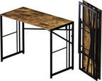 40 inch Folding Computer Desk, Writing Gaming Computer Camping Desk, No Assembly Required Home Office Table, Rustic Brown
