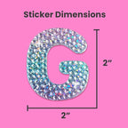 StickerBeans® Rhinestone Alphabet Letter Sticker G - Unique Sparkly Design 2” x 2” Cut-to-Shape Adhesive - Personalization, Collecting, Gifting, Scrapbooking, Decorating Laptops, Phone Cases, All Ages