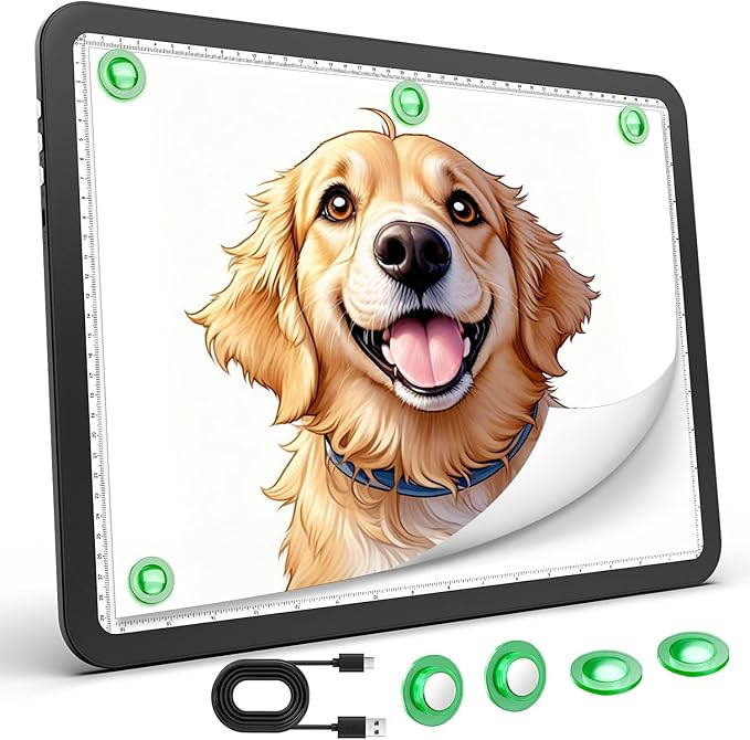 Zocelight Rechargeable A3 Light Box for tracing,Diamond Art Light Board with 4 Magnets,Wireless Light Pad for Diamond Painting,Ultra Bright Light Table for Drawing, Sketching,Animation(Black)