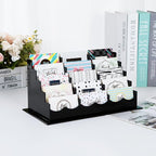 Business Acrylic Card Holder Display for Desk, 15 Slots 5 Tiers Multiple-Black Acrylic Business Card Stand Set, Holds Approximately 750 Cards