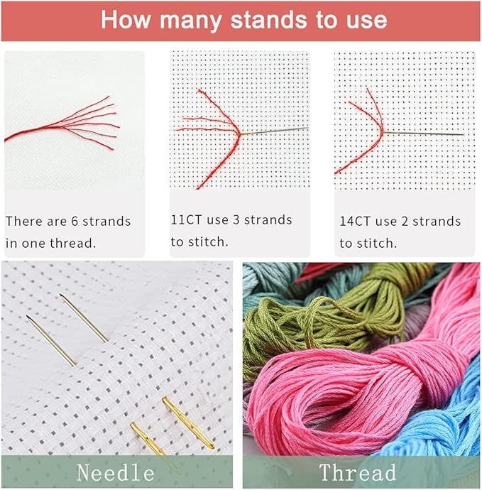Leczany Cross Stitch Stamped Kit for Adults or Kids - Sailing and Sunset | DIY Embroidery Starter Patterns Craft Kit Needlepoint for Beginner | 11CT, 3 Strands | 13.4x17.7 inches