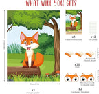 ASTARON Pin The Tail on The Fox Party Game with 30 Tail Stickers for Forest Farm Birthday Supplies Pin Game, Boys Girls Animal Party Favors Christmas Decorations
