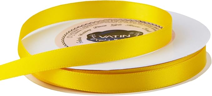 VATIN 3/8 inches Double Faced Maize Yellow Polyester Satin Ribbon - 50 Yards for Gift Wrapping Ornaments Party Favor Braids Baby Shower Decoration Floral Arrangement Craft Supplies