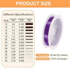 HARFINGTON 30ft Jewelry Wire, 26 Gauge (0.4mm) Brass Craft Soft Metal Tarnish Resistant Copper Beading Wire for Jewelry Making Supplies Crafting, Purple