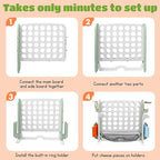 Giant 4 in a Row Connect Game with Mesh Fabric | Height Adjustable 4-in-1 Jumbo 4-to-Score Yard Game Set with Basketball, Golf & Ring Toss | Outdoor Indoor Family Yard Party Game for Kids & Adults