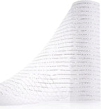 Anivia Deco Mesh Ribbon, 10inch x 30 Feet Each Roll Metallic Foil Mesh Ribbon for Wreaths Swags, Holloween, and Christmas Tree Decoration (White/Silver Foil)