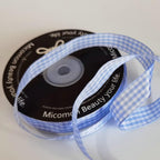 Light Blue Gingham Plaid Checked Ribbon 25 Yard Each Roll 100% Polyester (5/8", Light Blue)