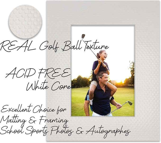 8.5x11 Mat Bevel Cut for 7x9 Photos - Acid Free Golf Ball Texture Precut Matboard With Backing Board and Crystal Clear, Self Seal Photo Mat Bag - For Pictures, Photos, Framing - 4-ply Thickness