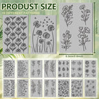 CHGCRAFT 16 Sheets Plants and Flower Clay Texture Mat Dandelions Pattern Polymer Clay Texture Sheets DIY Tools for Pottery Earring Jewelry Making Stamp Engraving Machines, 4x2.6inch