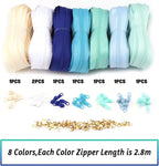 Zippers by The Yard for Sewing, DOITEM 2.8 mm Zippers 22.4 m Nylon Endless Zip Set with Slider and Zip for Sewing and Crafts – 7 Colors
