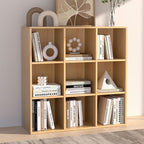 Wooden 9 Cube Storage Organizer with Closed Back Panel, Cube Shelf Heavy Duty Cubby Storage Organizer with Compartments for Living,Display Shelf,Bookshelf,Storage Furniture (Oak, 9-Cube)