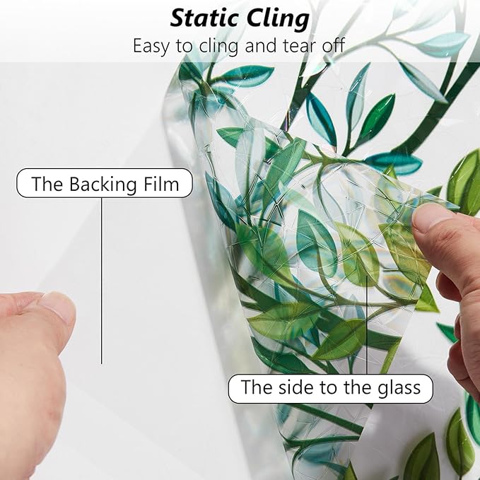 Finnez Window Privacy Film 3D Static Cling Window Film, No Glue Heat Control & 96% UV Blocking for Home Office, Decorative Frosted Glass Cover 35.4 Inch x 26.2 Feet
