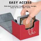 ZLCA Card Deck Box for Trading Cards, MTG Commander Deck Box Holds 120+ Single Sleeved, Leather Magnetic Card Storage Case Fits for TCG CCG Magic(Red)